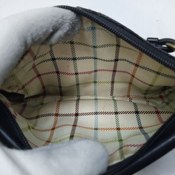 Coach Bleecker Black Canvas Leather Trim Signature Buckle Flap Closure Wristlet - Picture 13 of 16